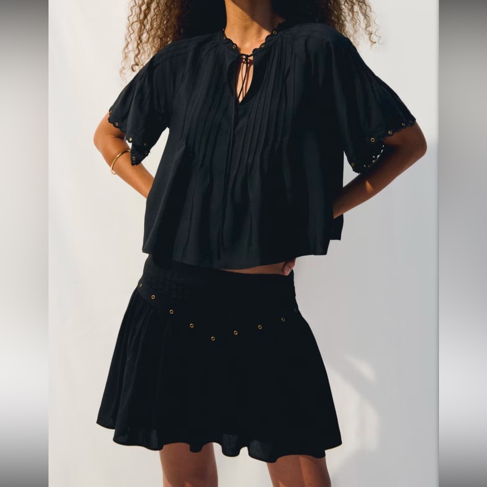 H&M Black Mini Skirt with Gold Details